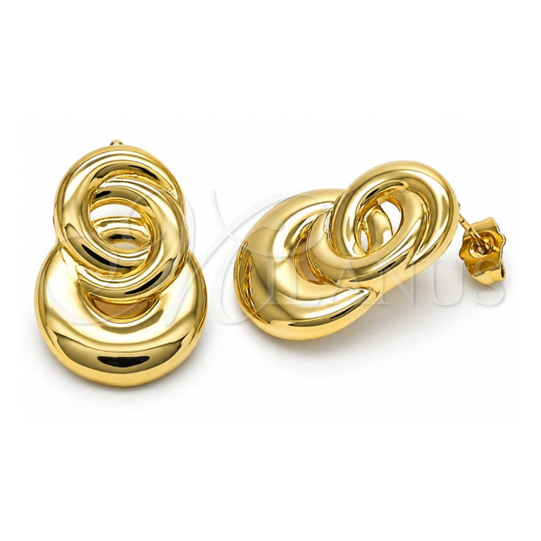 Oro Laminado Stud Earring, Gold Filled Style Infinite Design, Polished, Golden Finish, 02.163.0285
