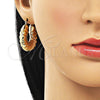 Oro Laminado Medium Hoop, Gold Filled Style Hollow Design, Diamond Cutting Finish, Golden Finish, 02.163.0286.30