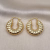 Oro Laminado Medium Hoop, Gold Filled Style Hollow Design, Diamond Cutting Finish, Golden Finish, 02.163.0286.30