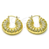 Oro Laminado Medium Hoop, Gold Filled Style Hollow Design, Diamond Cutting Finish, Golden Finish, 02.163.0286.30