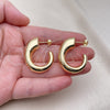 Oro Laminado Stud Earring, Gold Filled Style Hollow Design, Polished, Golden Finish, 02.163.0291