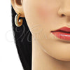 Oro Laminado Small Hoop, Gold Filled Style Hollow Design, Diamond Cutting Finish, Golden Finish, 02.163.0292.20