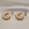 Oro Laminado Small Hoop, Gold Filled Style Hollow Design, Diamond Cutting Finish, Golden Finish, 02.163.0292.20