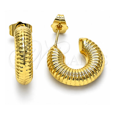 Oro Laminado Small Hoop, Gold Filled Style Hollow Design, Diamond Cutting Finish, Golden Finish, 02.163.0292.20
