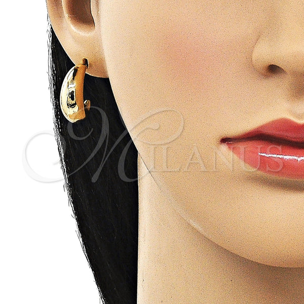 Gold Filled Hoop Earrings — Small Hoop Hollow Design Polished 02. — alternate product view — SKU 154422 | Oro Laminado aretes de aro — Small Hoop Hollow diseño pulido 02. — SKU 154422