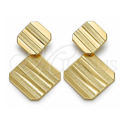 Oro Laminado Long Earring, Gold Filled Style Polished, Golden Finish, 02.385.0028