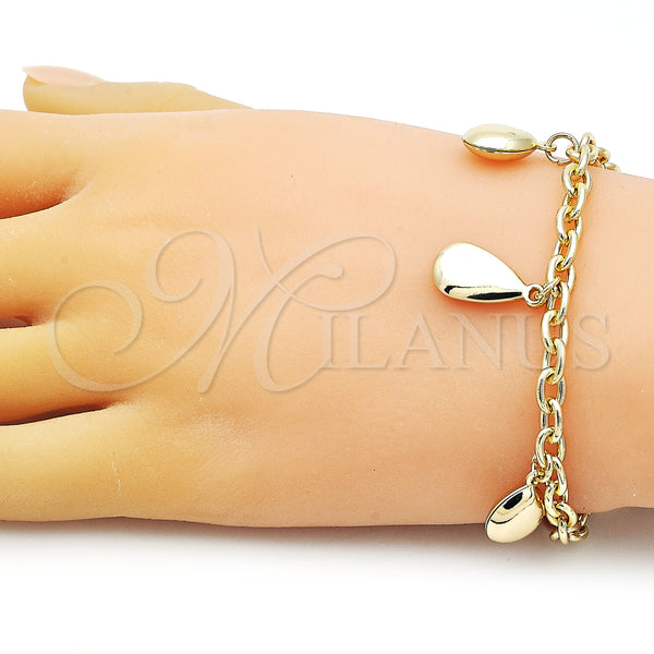 Gold Filled Bracelet — Charm Bracelet Teardrop and Rolo Design Polished 03. — alternate product view — SKU 154447 | Oro Laminado brazalete — Charm Bracelet Teardrop and Rolo diseño pulido 03. — SKU 154447