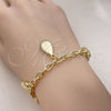 Oro Laminado Charm Bracelet, Gold Filled Style Teardrop and Rolo Design, Polished, Golden Finish, 03.213.0236.07 (05 MM Thickness, 7 Inches Length)