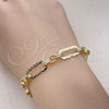 Oro Laminado Fancy Bracelet, Gold Filled Style Paperclip Design, Polished, Golden Finish, 03.213.0237.07 (08 MM Thickness, 7 Inches Length)