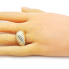 Oro Laminado Elegant Ring, Gold Filled Style Twist Design, Polished, Golden Finish, 01.213.0046 (One size fits all)