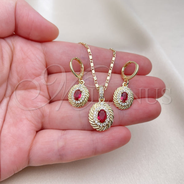 Gold Filled Ring — Earring and Pendant Adult Set with Ruby Cubic — alternate product view — SKU 154477 | Oro Laminado anillo — Earring and Pendant Adult Set with Ruby Cubic — SKU 154477