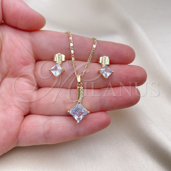 Gold Filled Ring — Earring and Pendant Adult Set with White Micro — alternate product view — SKU 154488 | Oro Laminado anillo — Earring and Pendant Adult Set with blanco Micro — SKU 154488