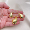 Oro Laminado Earring and Pendant Adult Set, Gold Filled Style Hollow and Teardrop Design, Polished, Golden Finish, 10.368.0002