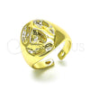 Oro Laminado Elegant Ring, Gold Filled Style Ball Design, Polished, Golden Finish, 01.213.0047 (One size fits all)
