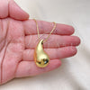 Oro Laminado Pendant Necklace, Gold Filled Style Teardrop Design, Polished, Golden Finish, 04.368.0011.18 (01 MM Thickness, 18 Inches Length)