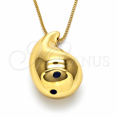 Oro Laminado Pendant Necklace, Gold Filled Style Teardrop Design, Polished, Golden Finish, 04.368.0011.18 (01 MM Thickness, 18 Inches Length)