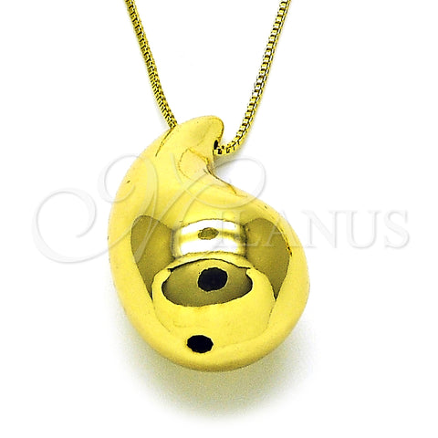 Oro Laminado Pendant Necklace, Gold Filled Style Teardrop Design, Polished, Golden Finish, 04.368.0011.18 (01 MM Thickness, 18 Inches Length)