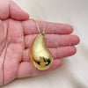 Oro Laminado Pendant Necklace, Gold Filled Style Teardrop Design, Polished, Golden Finish, 04.368.0012.18 (01 MM Thickness, 18 Inches Length)
