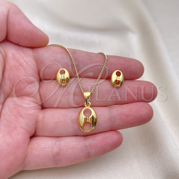 Gold Filled Ring — Earring and Pendant Adult Set Puff Mariner Design — alternate product view — SKU 154512 | Oro Laminado anillo — Earring and Pendant Adult Set Puff Mariner diseño — SKU 154512