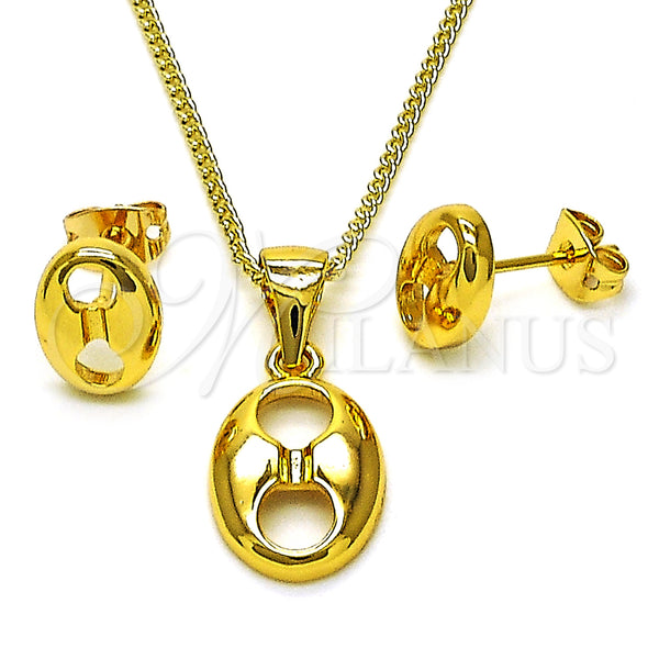 Gold Filled Ring — Earring and Pendant Adult Set Puff Mariner Design — main product view — SKU 154512 | Oro Laminado anillo — Earring and Pendant Adult Set Puff Mariner diseño — SKU 154512