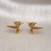 Oro Laminado Stud Earring, Gold Filled Style Bird Design, with White Micro Pave, Polished, Golden Finish, 02.342.0316