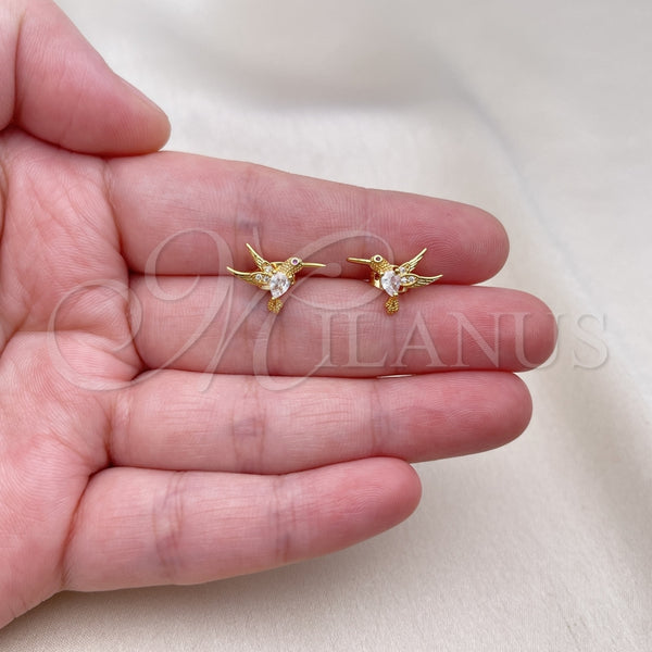 Gold Filled Ring — Stud Earring Bird Design with White Cubic Zirconia — alternate product view — SKU 154526 | Oro Laminado anillo — Stud Earring Bird diseño with blanco Cubic Zirconia — SKU 154526