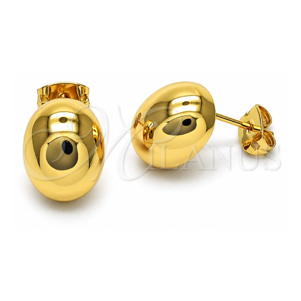 Oro Laminado Stud Earring, Gold Filled Style Ball Design, Polished, Golden Finish, 02.342.0319