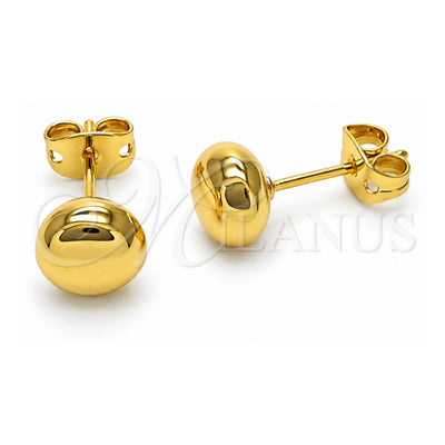Oro Laminado Stud Earring, Gold Filled Style Ball and Hollow Design, Polished, Golden Finish, 02.342.0322