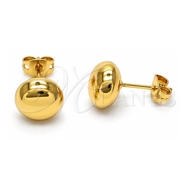Oro Laminado Stud Earring, Gold Filled Style Ball and Hollow Design, Polished, Golden Finish, 02.342.0323