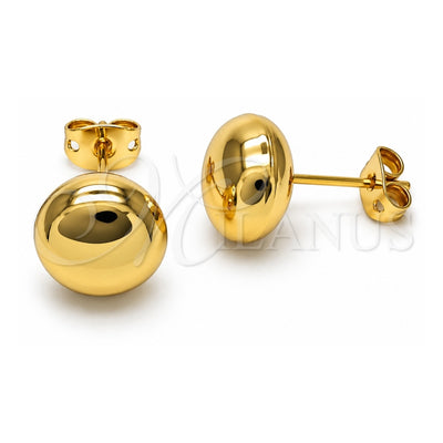 Oro Laminado Stud Earring, Gold Filled Style Ball and Hollow Design, Polished, Golden Finish, 02.342.0324