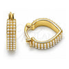 Oro Laminado Small Hoop, Gold Filled Style Heart Design, with Ivory Pearl, Polished, Golden Finish, 02.379.0080.16