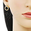 Oro Laminado Stud Earring, Gold Filled Style Twist Design, with Ivory Pearl, Polished, Golden Finish, 02.379.0085