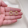 Oro Laminado Stud Earring, Gold Filled Style Twist Design, with Ivory Pearl, Polished, Golden Finish, 02.379.0085