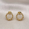Oro Laminado Stud Earring, Gold Filled Style Twist Design, with Ivory Pearl, Polished, Golden Finish, 02.379.0085