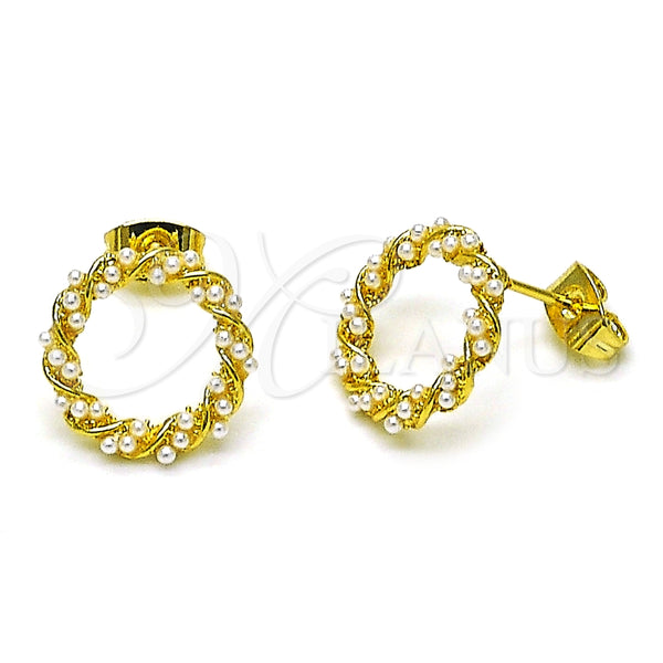 Gold Filled Ring — Stud Earring Twist Design with Ivory Pearl Polished — main product view — SKU 154538 | Oro Laminado anillo — Stud Earring Twist diseño with Ivory Pearl pulido — SKU 154538