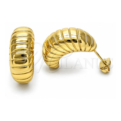 Oro Laminado Stud Earring, Gold Filled Style Twist Design, Polished, Golden Finish, 02.213.0593
