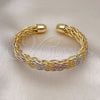 Oro Laminado Individual Bangle, Gold Filled Style Twist Design, Polished, Tricolor, 07.170.0005 (10 MM Thickness, One size fits all)