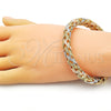 Oro Laminado Individual Bangle, Gold Filled Style Twist Design, Polished, Tricolor, 07.170.0006 (10 MM Thickness, One size fits all)