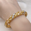Oro Laminado Individual Bangle, Gold Filled Style Twist Design, Polished, Tricolor, 07.170.0006 (10 MM Thickness, One size fits all)