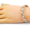 Oro Laminado Individual Bangle, Gold Filled Style Twist Design, Polished, Tricolor, 07.170.0009 (15 MM Thickness, One size fits all)