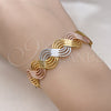Oro Laminado Individual Bangle, Gold Filled Style Twist Design, Polished, Tricolor, 07.170.0009 (15 MM Thickness, One size fits all)