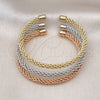 Oro Laminado Trio Bangle, Gold Filled Style Twist and Rope Design, Polished, Tricolor, 07.170.0012 (05 MM Thickness, One size fits all)