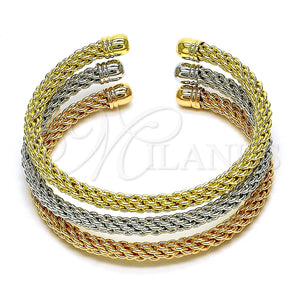 Gold Filled Jewelry — Trio Bangle Twist and Rope Design Polished Tricolor — main product view — SKU 154557 | Oro Laminado joyería — Trio Bangle Twist and Rope diseño pulido Tricolor — SKU 154557