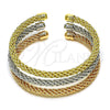 Oro Laminado Trio Bangle, Gold Filled Style Twist and Rope Design, Polished, Tricolor, 07.170.0012 (05 MM Thickness, One size fits all)