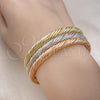 Oro Laminado Trio Bangle, Gold Filled Style Twist Design, Polished, Tricolor, 07.170.0013 (05 MM Thickness, One size fits all)