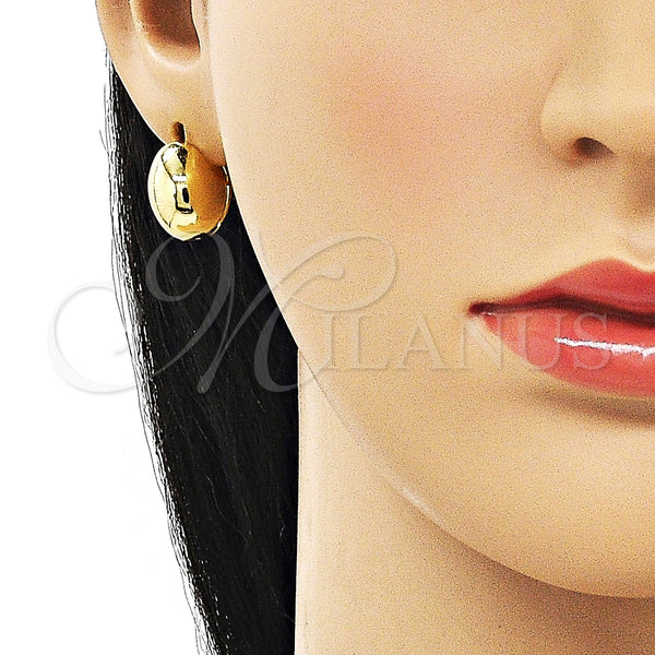Gold Filled Hoop Earrings — Huggie Hoop Ball and Hollow Design Polished 02. — alternate product view — SKU 154566 | Oro Laminado aretes de aro — Huggie Hoop Ball and Hollow diseño pulido 02. — SKU 154566