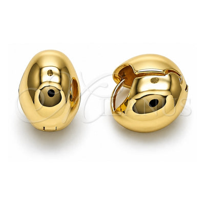 Oro Laminado Huggie Hoop, Gold Filled Style Ball and Hollow Design, Polished, Golden Finish, 02.341.0170.16