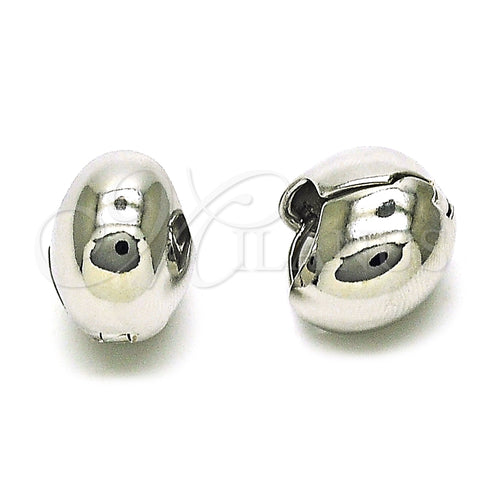 Oro Laminado Huggie Hoop, Gold Filled Style Ball and Hollow Design, Polished, Rhodium Finish, 02.341.0170.1.16