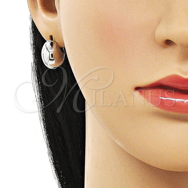 Gold Filled Hoop Earrings — Huggie Hoop Ball and Hollow Design Polished 02. — alternate product view — SKU 154567 | Oro Laminado aretes de aro — Huggie Hoop Ball and Hollow diseño pulido 02. — SKU 154567