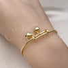 Oro Laminado Individual Bangle, Gold Filled Style Rattle Charm Design, Polished, Golden Finish, 07.168.0026 (03 MM Thickness, One size fits all)